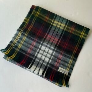 100% Cashmere Tartan Plaid Scarf Unisex 12"x52" w/ Fringe Australia EUC